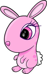 Pink Girl Bunny Rabbit Vector Illusration