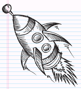 Notebook Doodle Sketch Rocket Vector Illustration