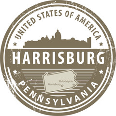 Stamp with name of Pennsylvania, Harrisburg, vector