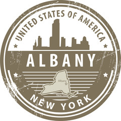 Stamp with name of New York, Albany, vector