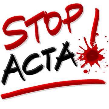 ANTI ACTA Demonstration Handschrift SCHWARZ ROT
