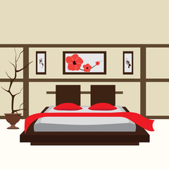 interior bedroom, vector illustration
