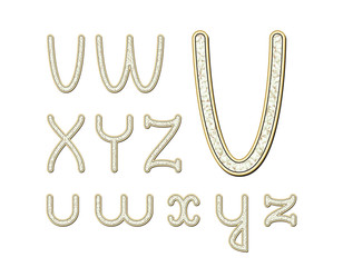 Diamond font on white, set of letters