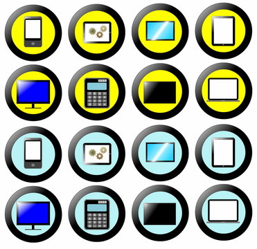 Technology Icon, Button Collection, signs and symbols multimedia