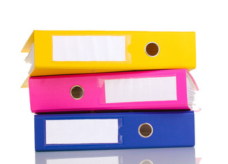 Stack of office folders isolated on white