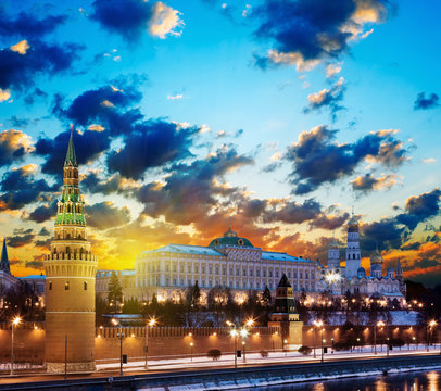 Moscow Kremlin in the early morning at dawn. Russia
