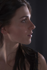 Profile of a dark haired girl