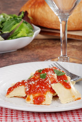 Ravioli with a fork