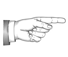 Hand with pointing finger. Vector illustartion in graphic style