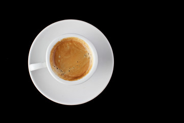 Top view of a cup of espresso coffee