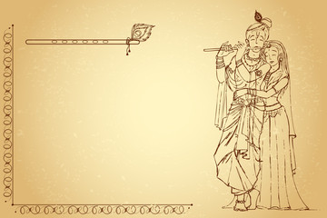 Fototapeta na wymiar Radha Krishna na papierze