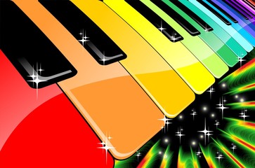 Naklejka premium Tastiera Arcobaleno Festa in Musica-Rainbow Keyboard Music Party