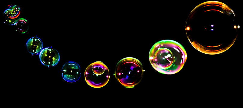 Soap Bubbles On Black Background