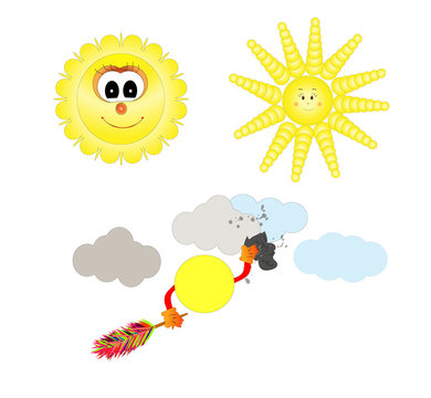 happy sun cartoon isolated over white background vector