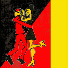 Tango Dance, cartoon style vector background