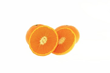 Three mandarins on white background