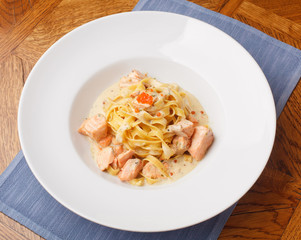 Fettuccine with salmon