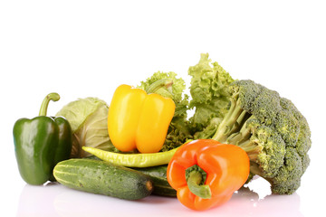 A set of fresh vegetables isolated on white