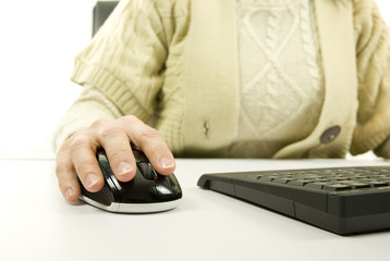 woman using computer