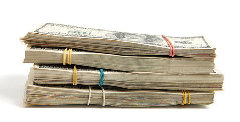 Dollars bundles isolated on white