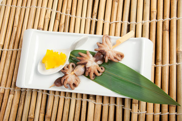 Japanese octopus skewered.