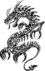 Fototapete Iconic Dragon Tribal Tattoo Vector Illustration © Blue Foliage