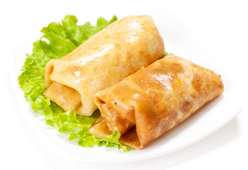 Rolled pancakes - russian blini