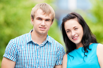 Fototapeta premium Portrait of a beautiful young happy couple