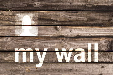 Réseau social, style tag mur bois