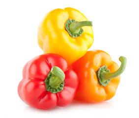 colorful paprika peppers isolated on white background