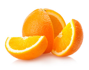 ripe oranges isolated on white background