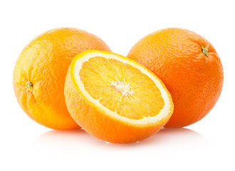 fresh oranges isolated on white background