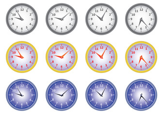 set of office clocks vector illustration