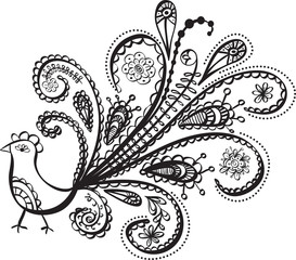 peacock bird line art