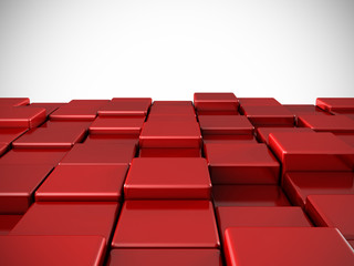 Abstract red shiny cubes background