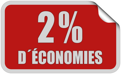 Sticker rot eckig curl oben 2% D´ÉCONOMIES