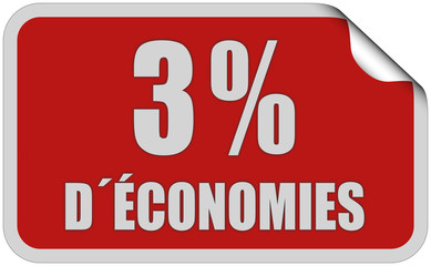Sticker rot eckig curl oben 3% D´ÉCONOMIES