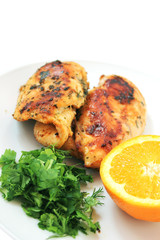 roast chicken with green and orange