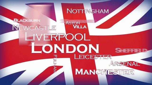 Cities of England flag tag cloud London animation
