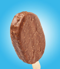 Ice cream covered with chocolate