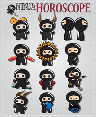 Zodiac signs with cute ninja characters