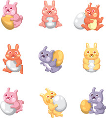 Obraz premium cartoon easter rabbit and egg icon