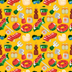 beach accessories seamless pattern