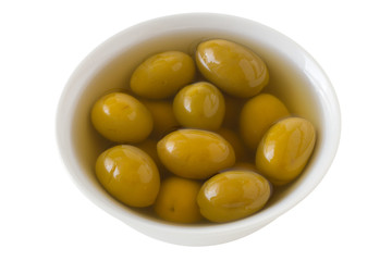 green olives in the bowl