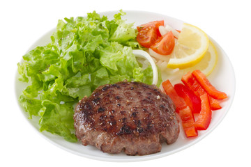 grilled hamburger with salad