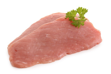 isolated raw pork