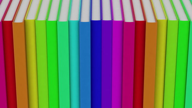 row of books - endless loop - high quality 3d animation