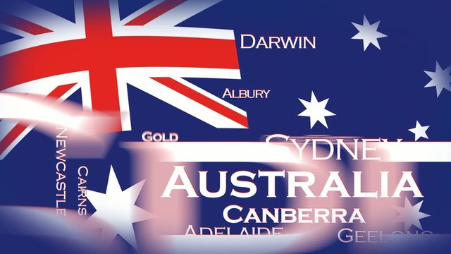 Cities of Australia flag tag cloud animation
