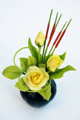 Yellow Rose Artificial on vase 2