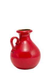 isolated red ceramics vase